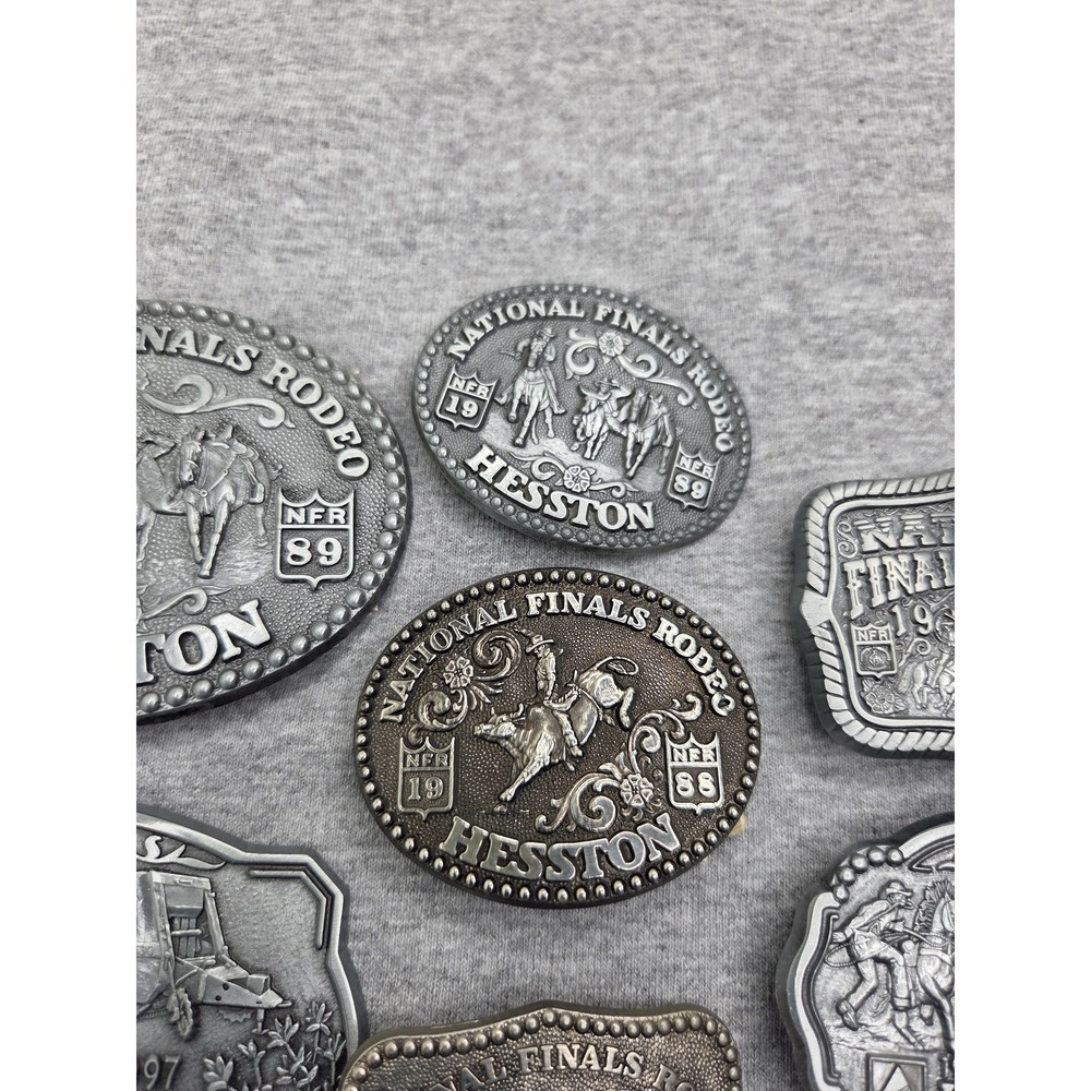Lot of 7 National Finals Rodeo Belt Buckles 1986 1988 1989 1999 Hesston NFR - Picture 11 of 13